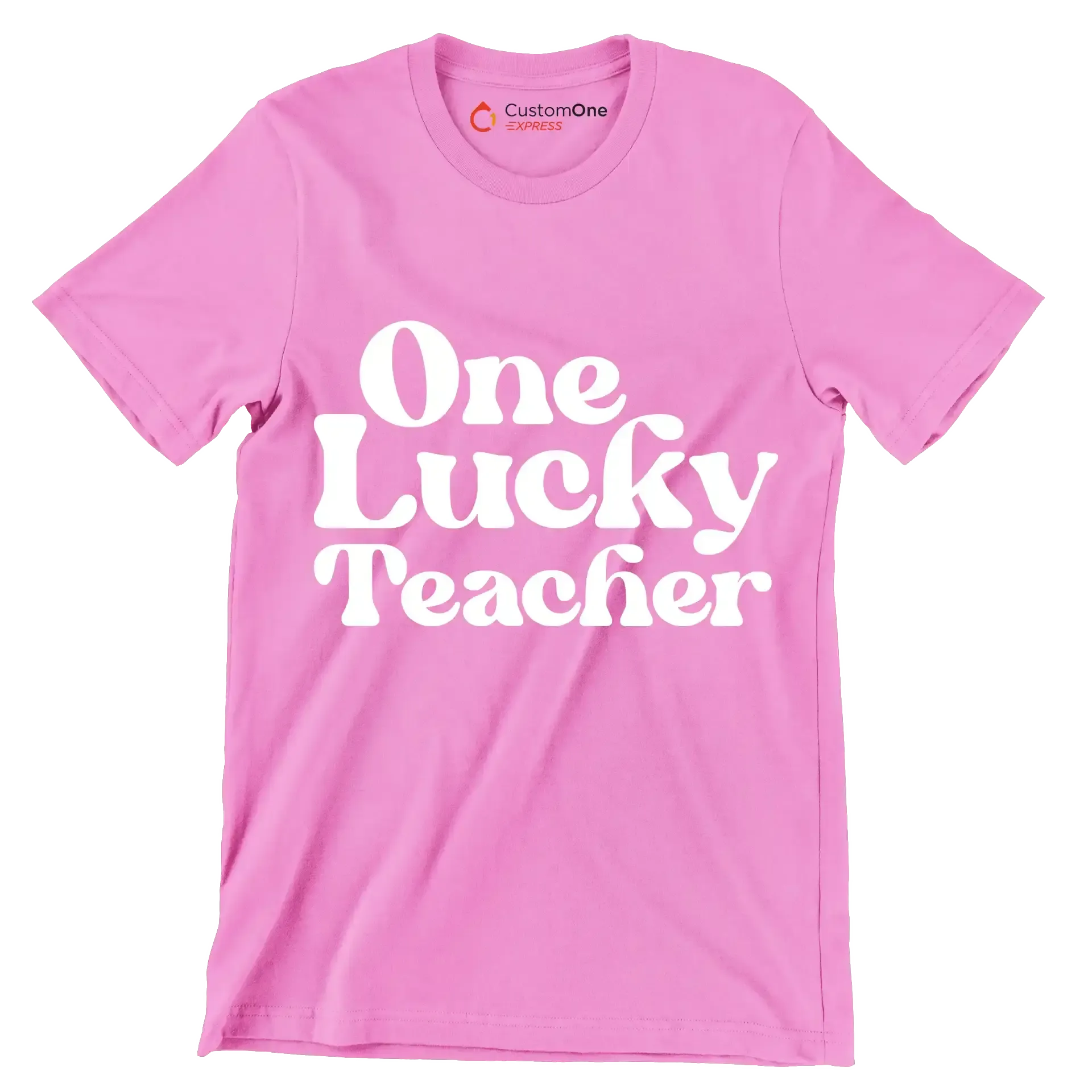 One Lucky Teacher - St. Patrick's Day T-Shirt-Pink-S-Custom One Express
