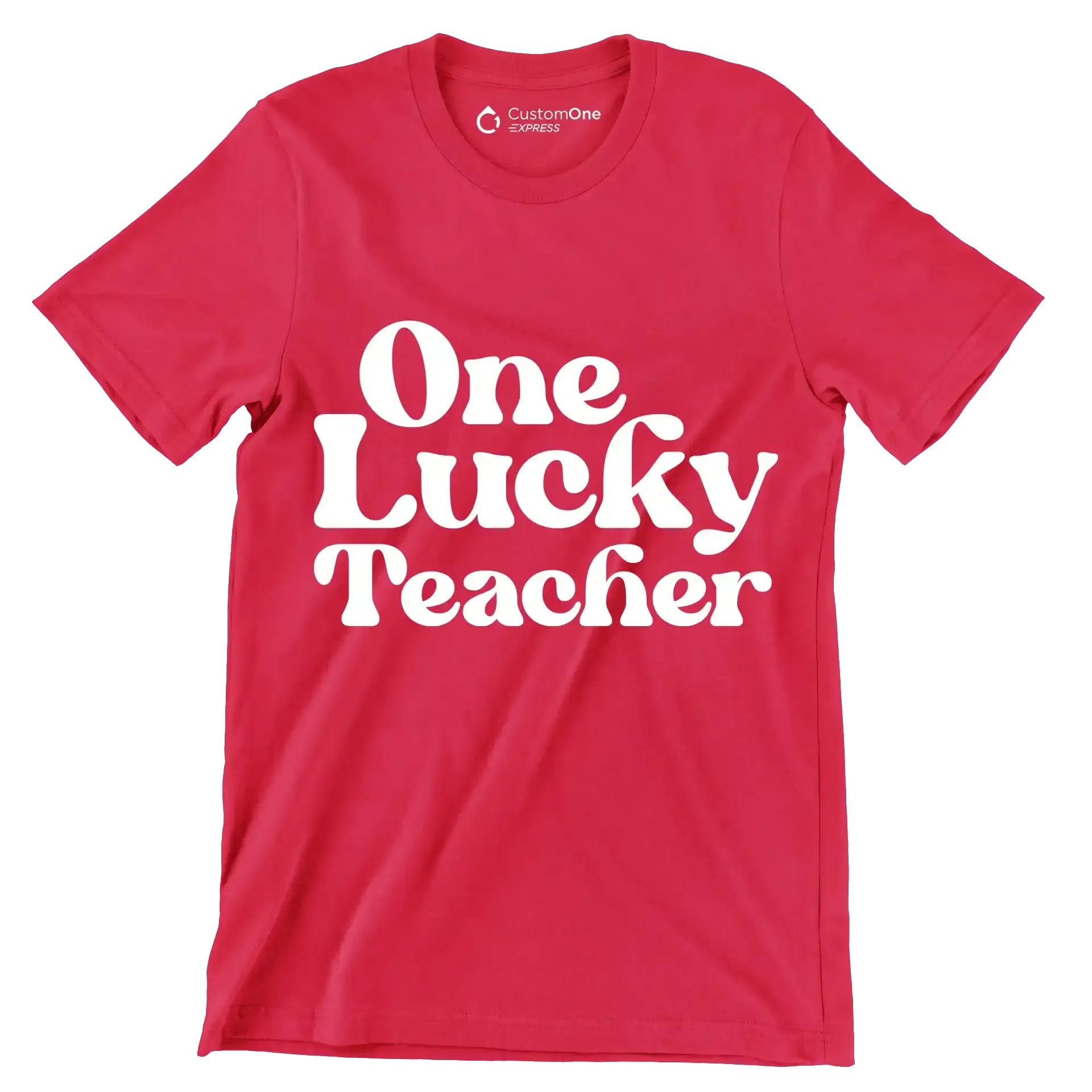 One Lucky Teacher - St. Patrick's Day T-Shirt-Red-S-Custom One Express