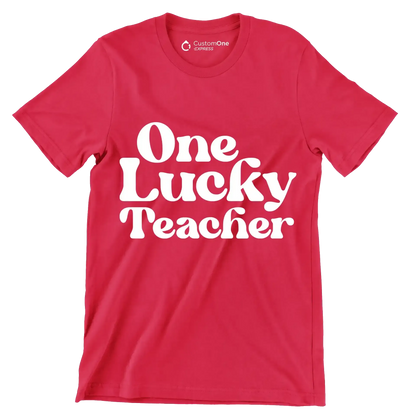 One Lucky Teacher - St. Patrick's Day T-Shirt-Red-S-Custom One Express