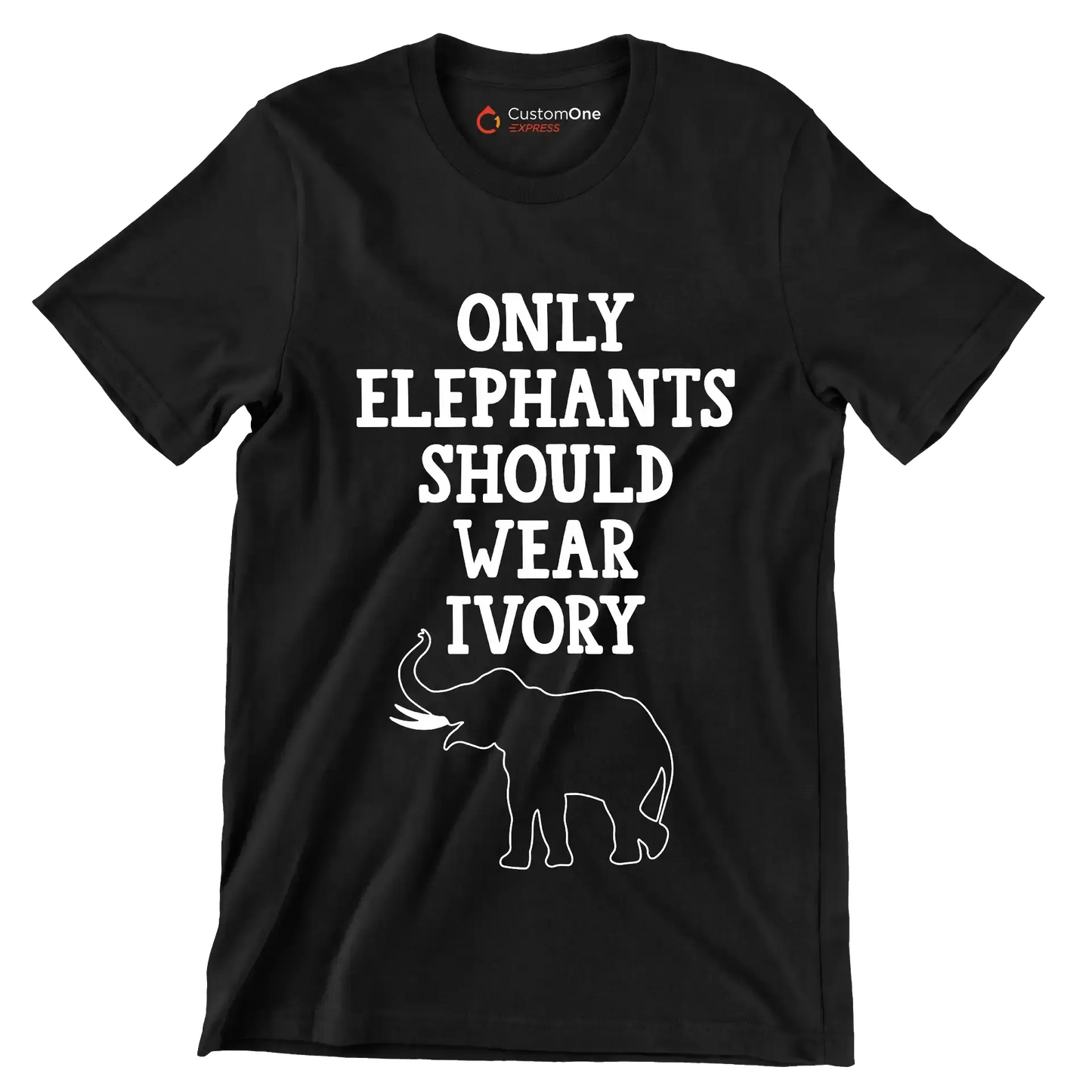 Only Elephant should wear Ivory - Vegan Themed T-Shirt-Black-S-Custom One Express