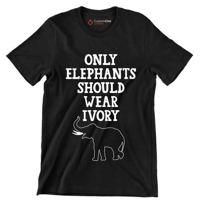 Only Elephant should wear Ivory - Vegan Themed T-Shirt-Black-S-Custom One Express