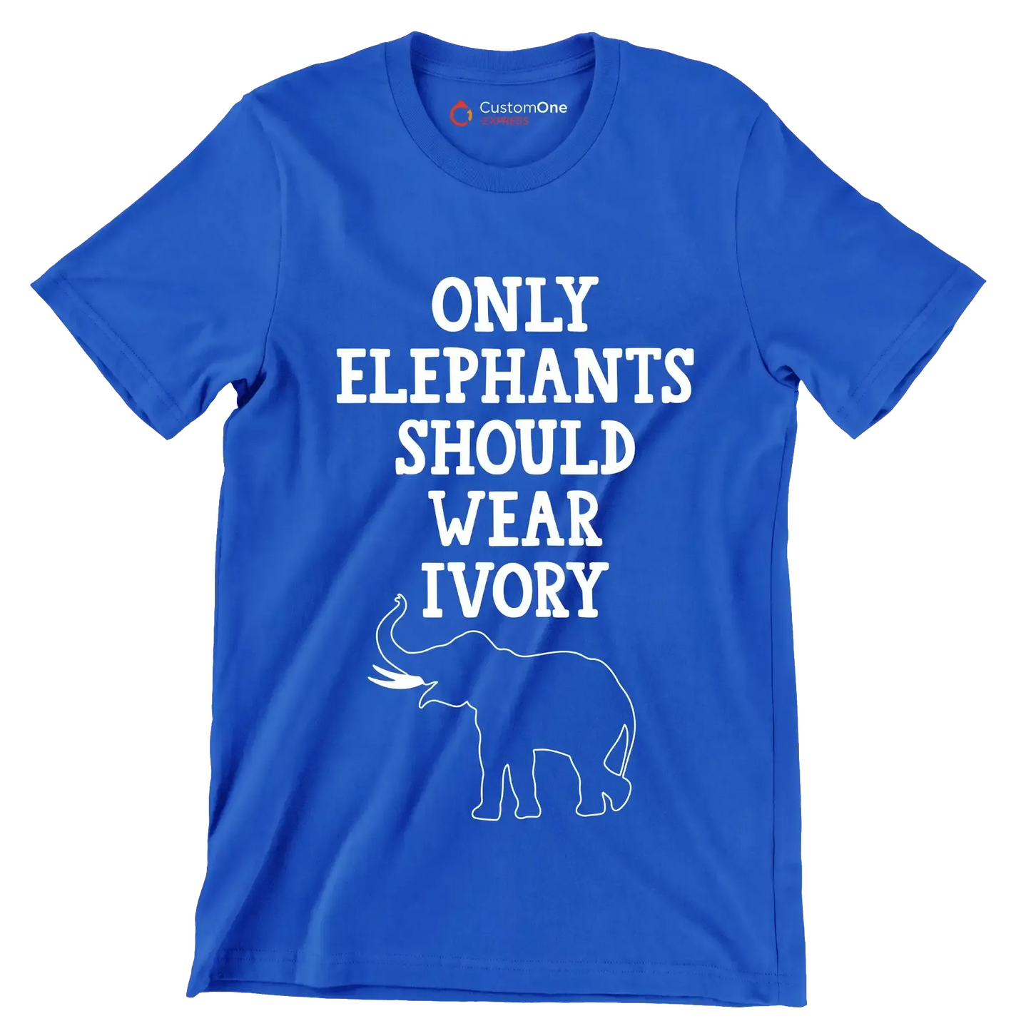 Only Elephant should wear Ivory - Vegan Themed T-Shirt-Blue-S-Custom One Express