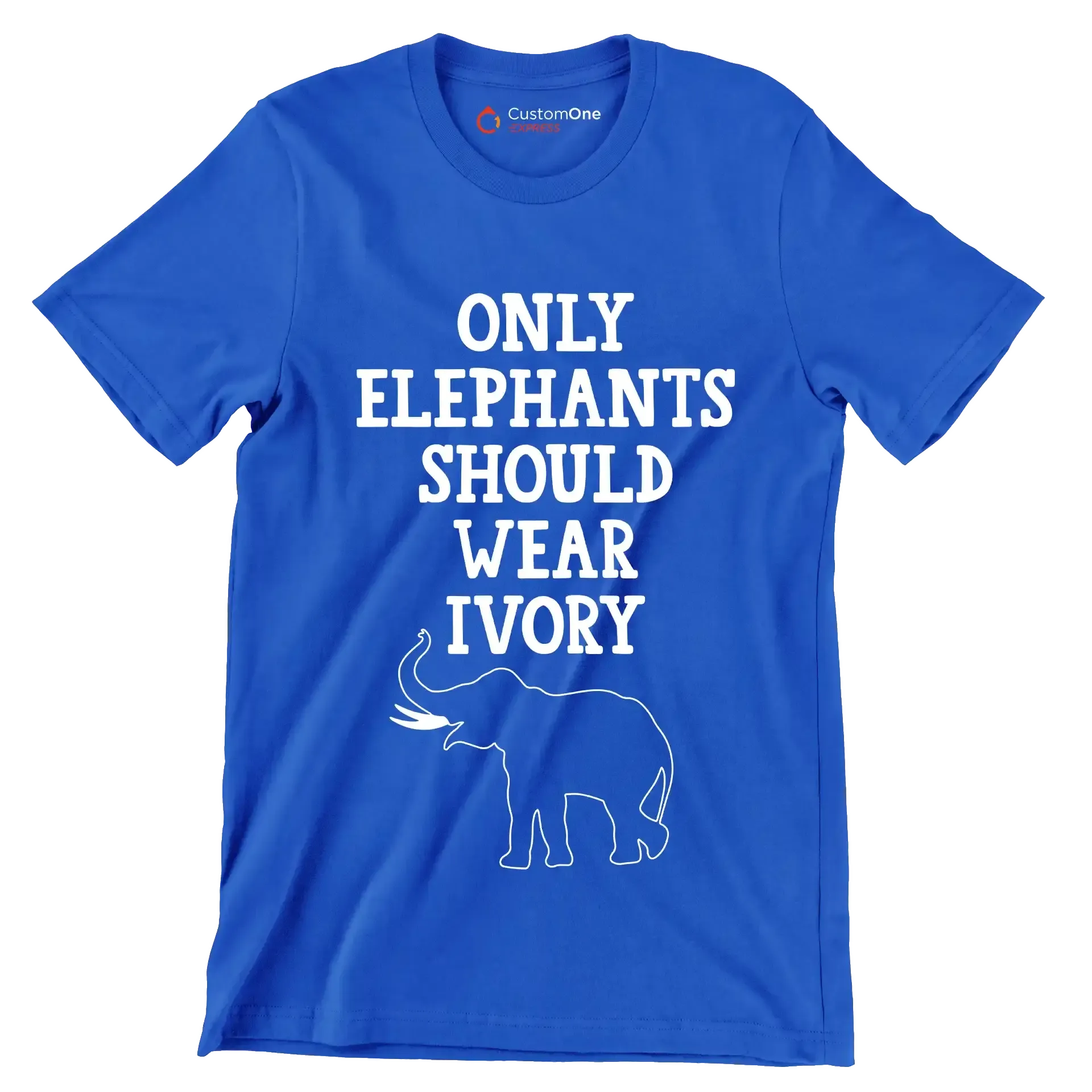 Only Elephant should wear Ivory - Vegan Themed T-Shirt-Blue-S-Custom One Express