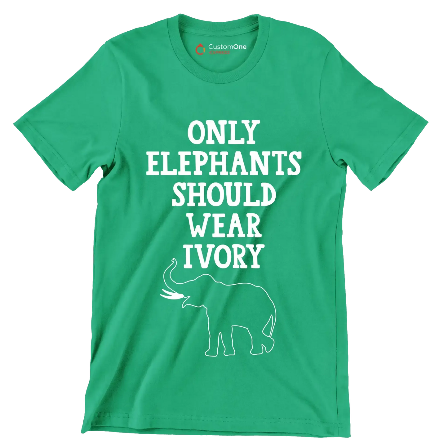 Only Elephant should wear Ivory - Vegan Themed T-Shirt-Green-S-Custom One Express