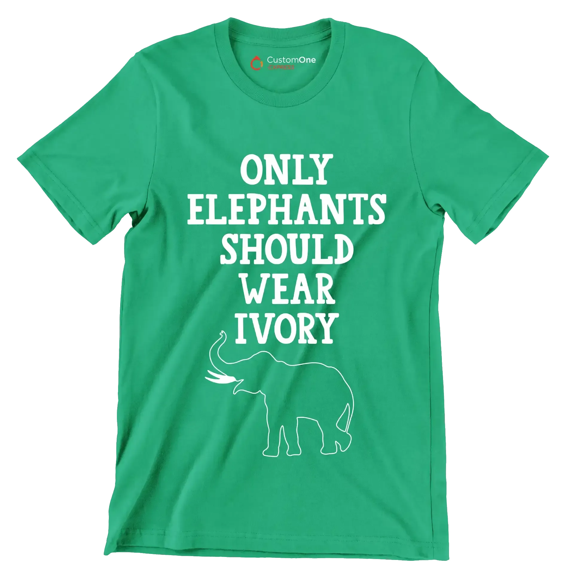 Only Elephant should wear Ivory - Vegan Themed T-Shirt-Green-S-Custom One Express