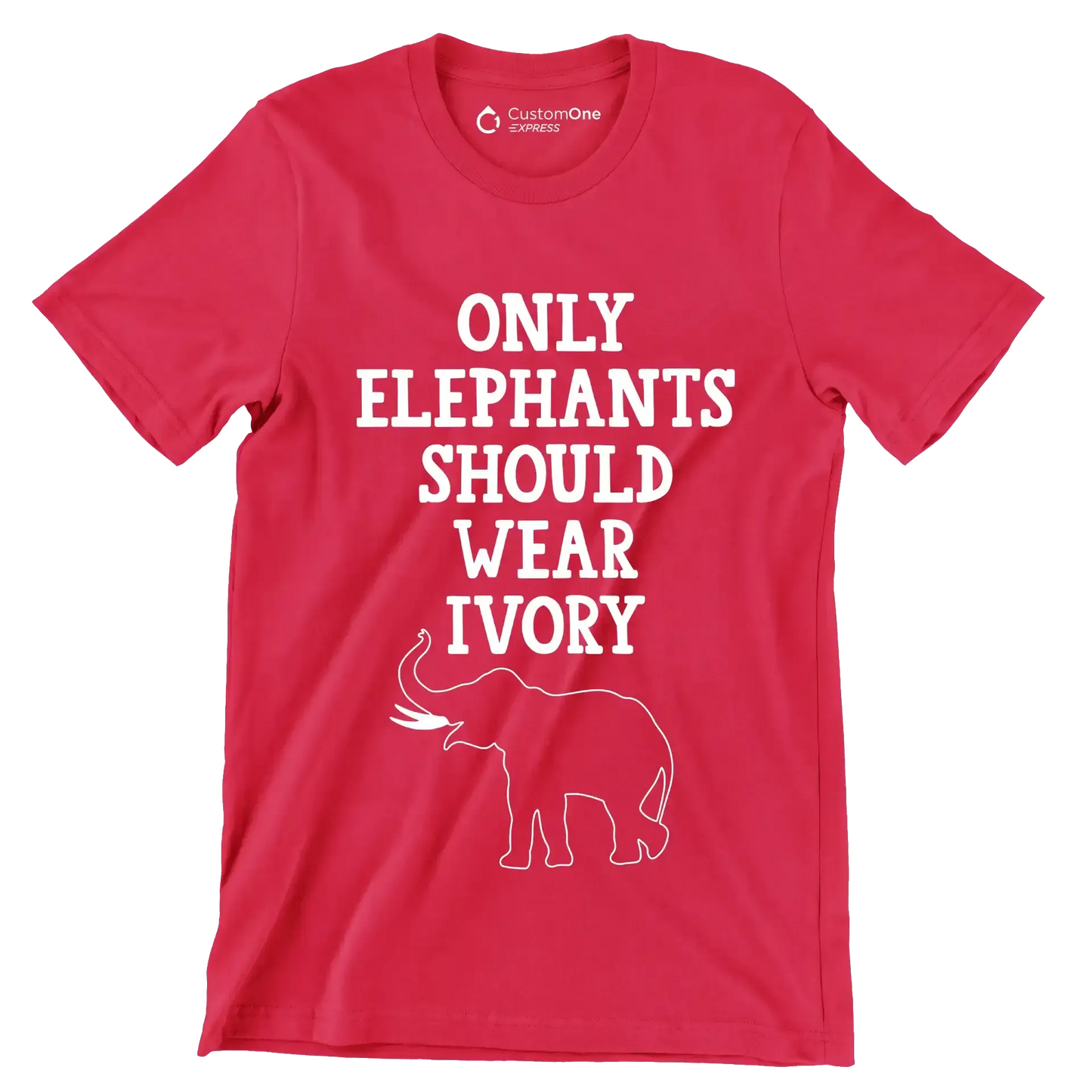Only Elephant should wear Ivory - Vegan Themed T-Shirt-Red-S-Custom One Express