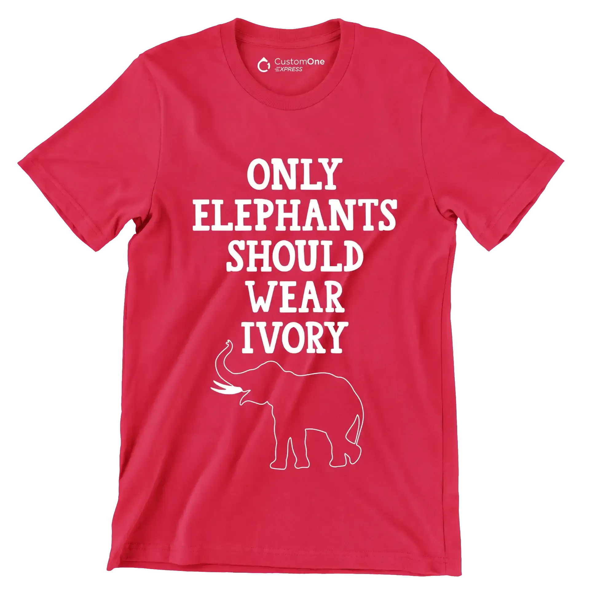 Only Elephant should wear Ivory - Vegan Themed T-Shirt-Red-S-Custom One Express