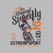 PEDAL PUSHER The Original Superfly 92 REG. TM GENUINE SPAREPARTS EXTREME RIDER CLUB EST. 1992 EXTREME SPORT TEAM RIDER - Bicycle Themed T-Shirt-Blue-S-Custom One Express