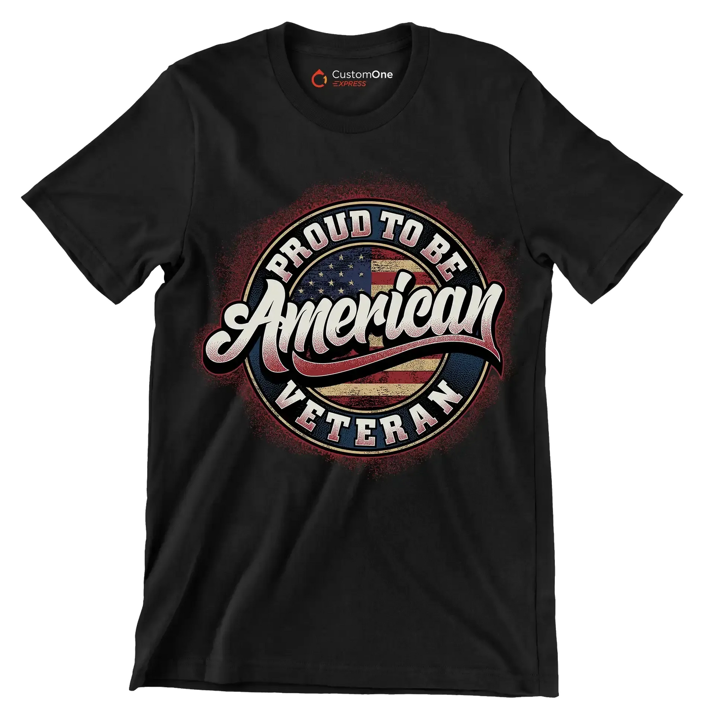 PROUD TO BE AMERICAN VETERAN - Veterans Themed T-Shirt-Black-S-Custom One Express