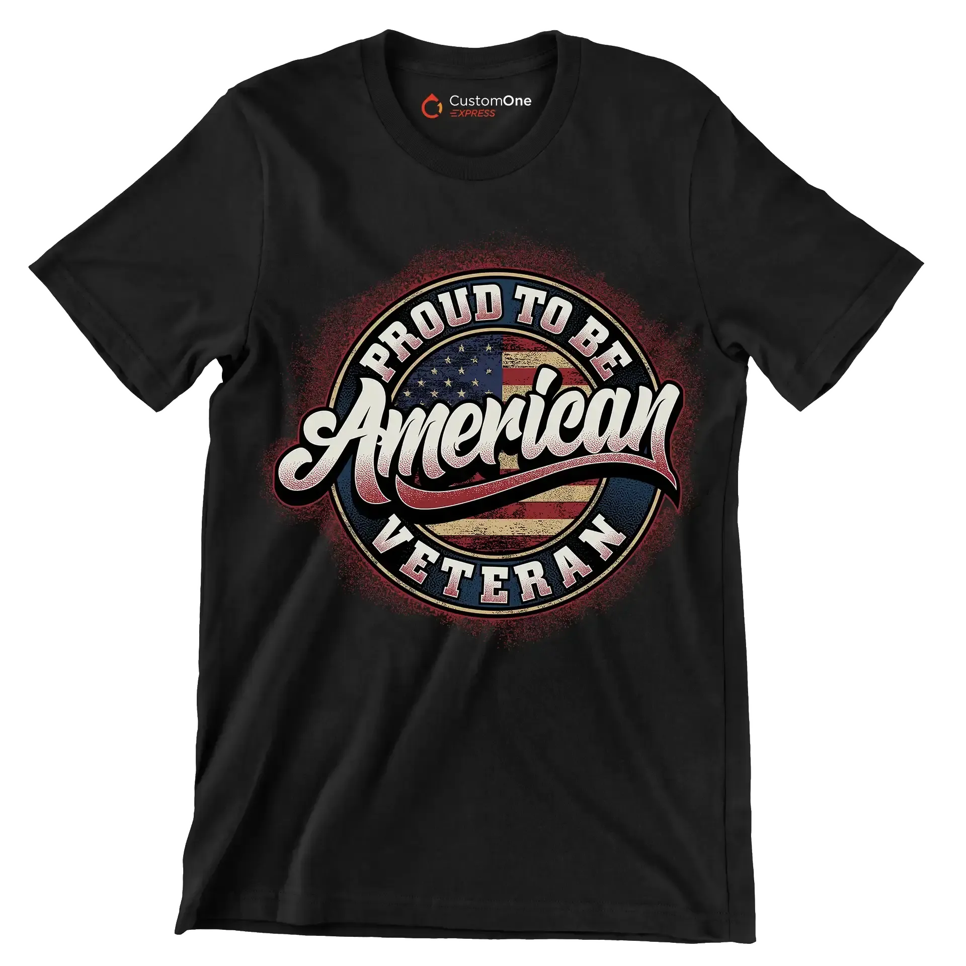 PROUD TO BE AMERICAN VETERAN - Veterans Themed T-Shirt-Black-S-Custom One Express