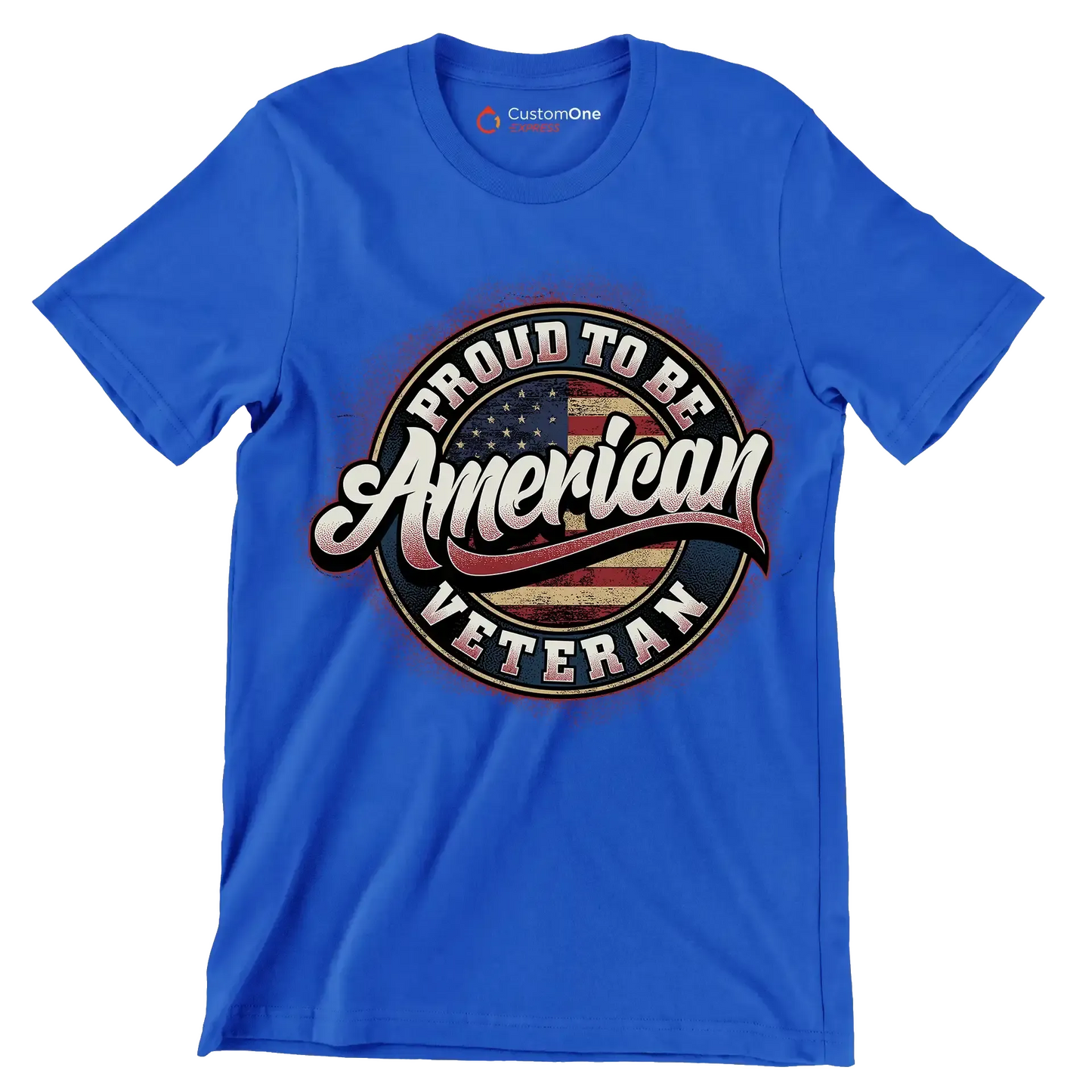 PROUD TO BE AMERICAN VETERAN - Veterans Themed T-Shirt-Blue-S-Custom One Express