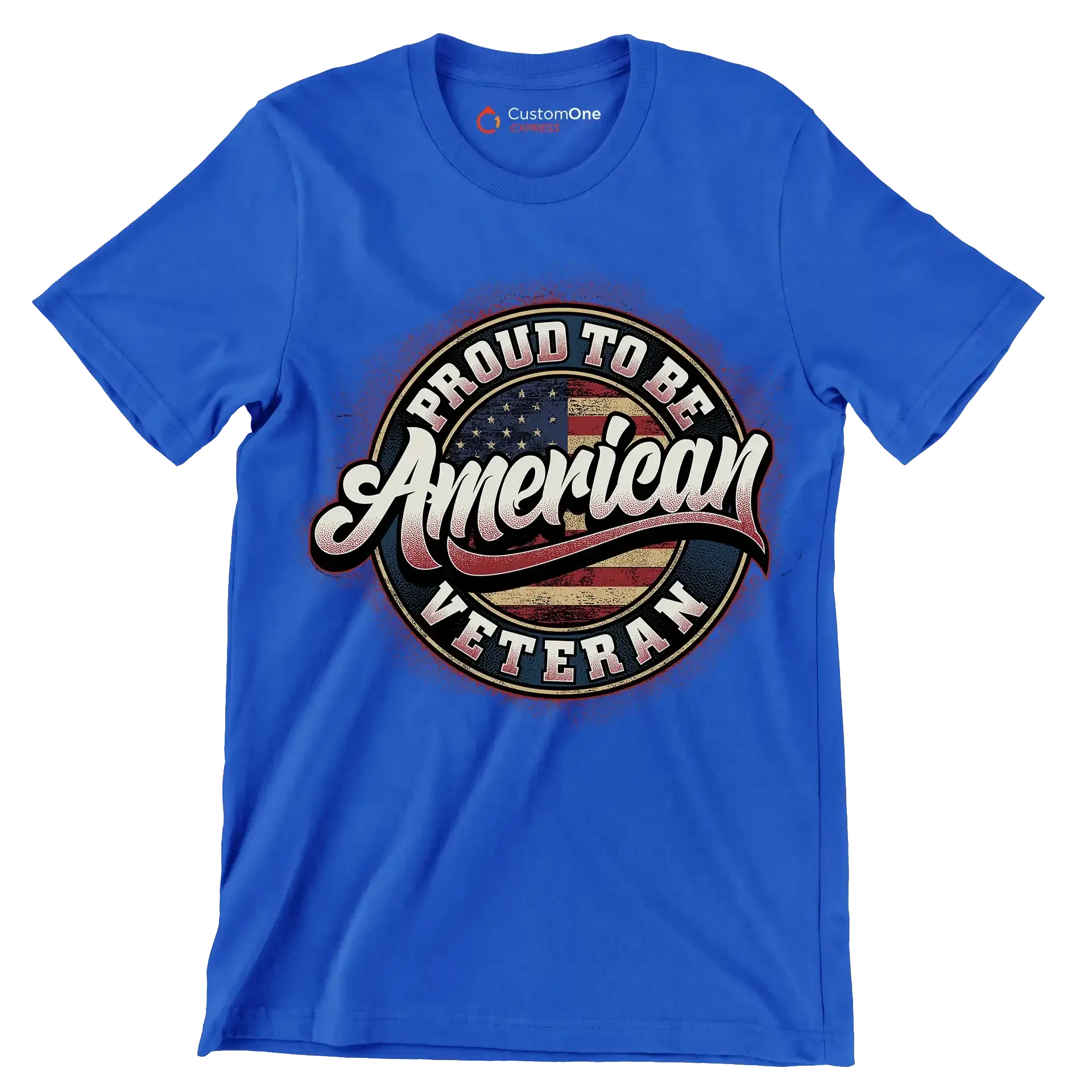 PROUD TO BE AMERICAN VETERAN - Veterans Themed T-Shirt-Blue-S-Custom One Express