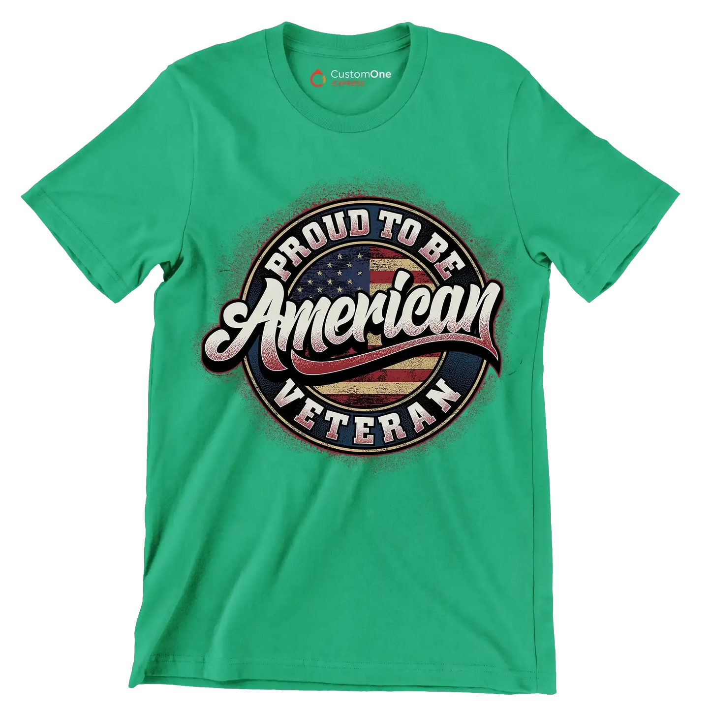 PROUD TO BE AMERICAN VETERAN - Veterans Themed T-Shirt-Green-S-Custom One Express