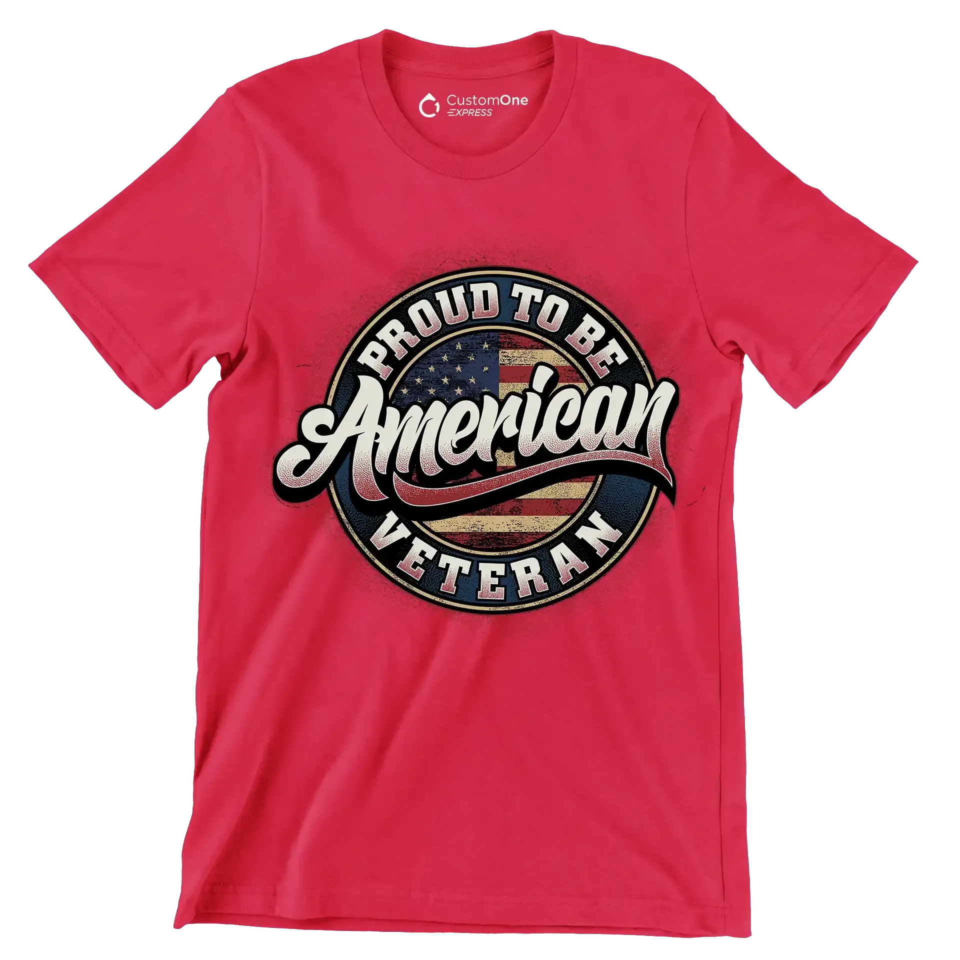 PROUD TO BE AMERICAN VETERAN - Veterans Themed T-Shirt-Red-S-Custom One Express