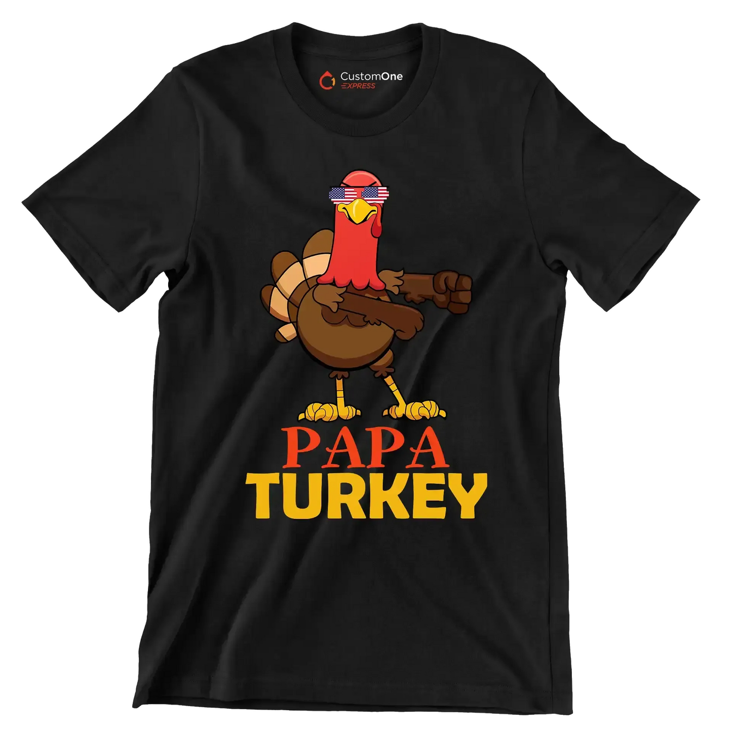 PapaTurkey - Thanksgiving Themed T-Shirt-Black-S-Custom One Express