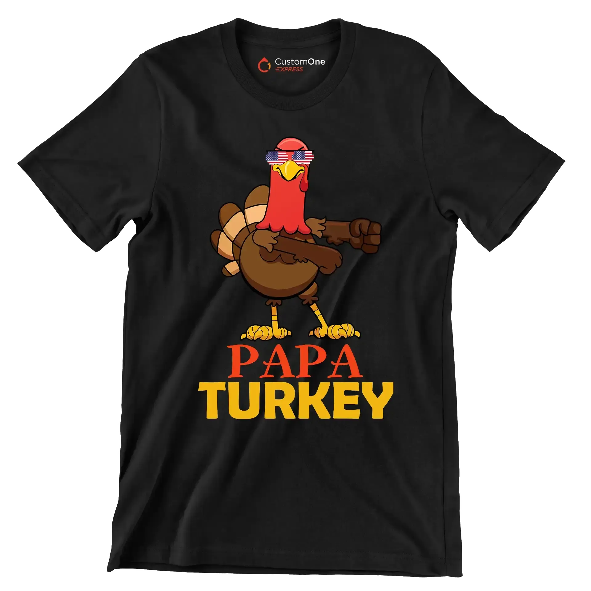 PapaTurkey - Thanksgiving Themed T-Shirt-Black-S-Custom One Express