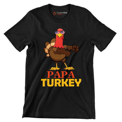 PapaTurkey - Thanksgiving Themed T-Shirt-Black-S-Custom One Express