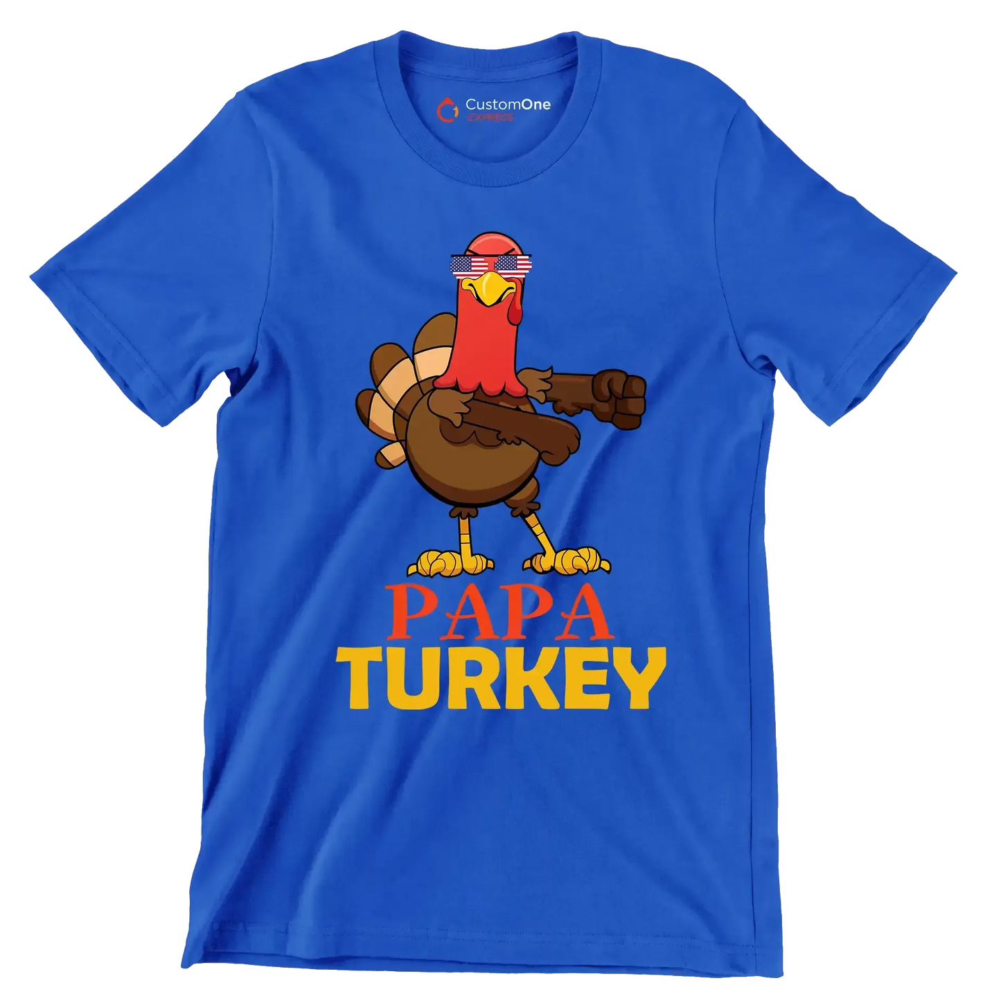 PapaTurkey - Thanksgiving Themed T-Shirt-Blue-S-Custom One Express