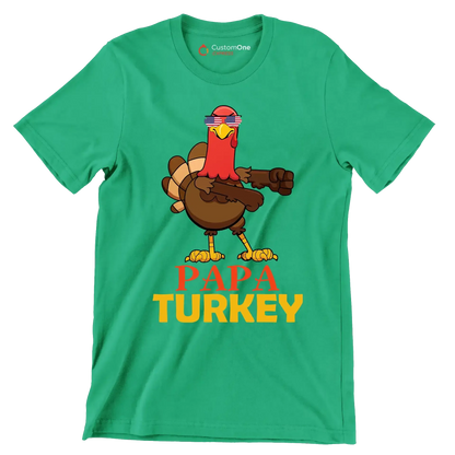 PapaTurkey - Thanksgiving Themed T-Shirt-Green-S-Custom One Express