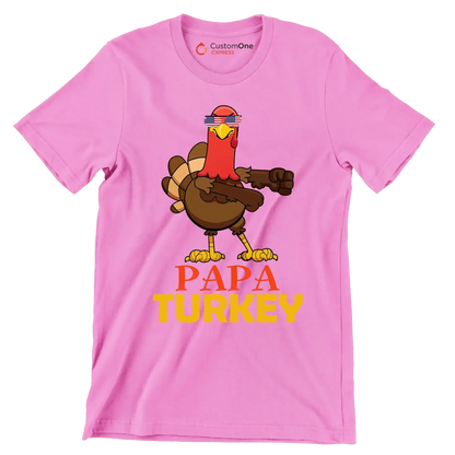 PapaTurkey - Thanksgiving Themed T-Shirt-Pink-S-Custom One Express