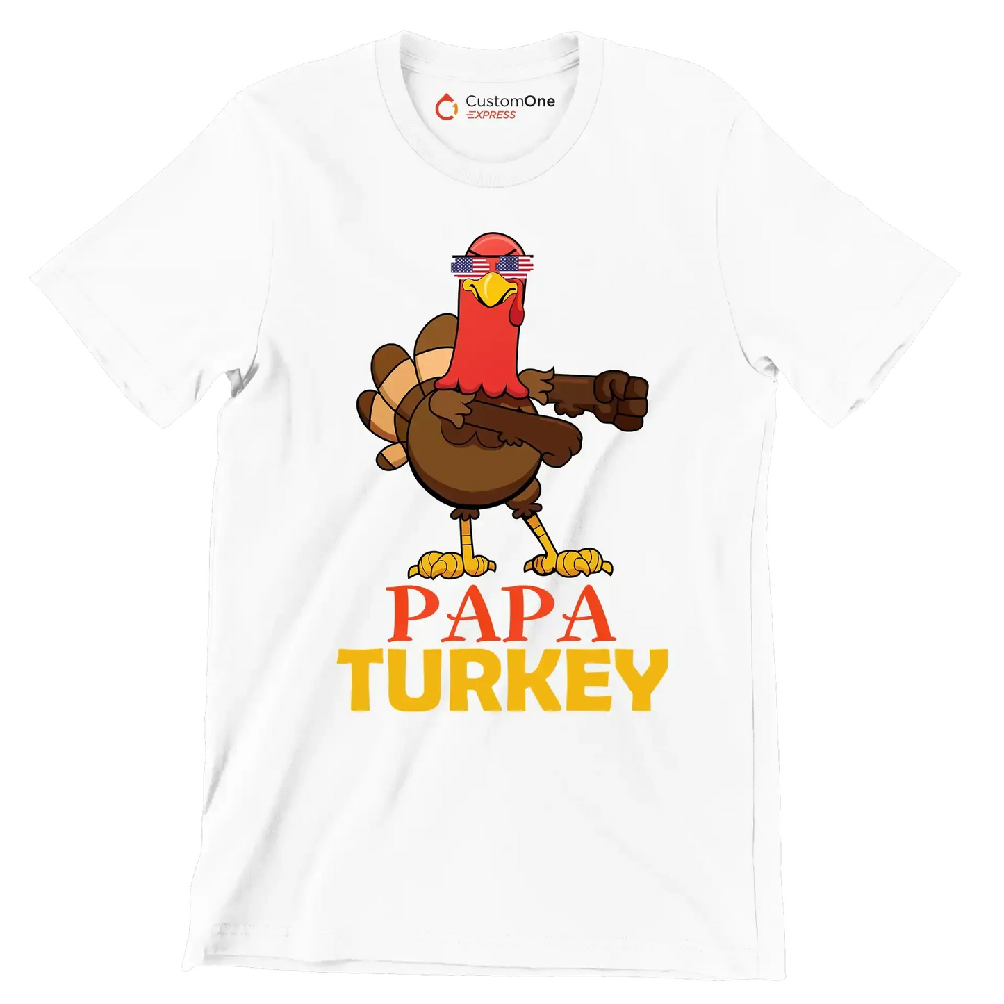 PapaTurkey - Thanksgiving Themed T-Shirt-White-S-Custom One Express