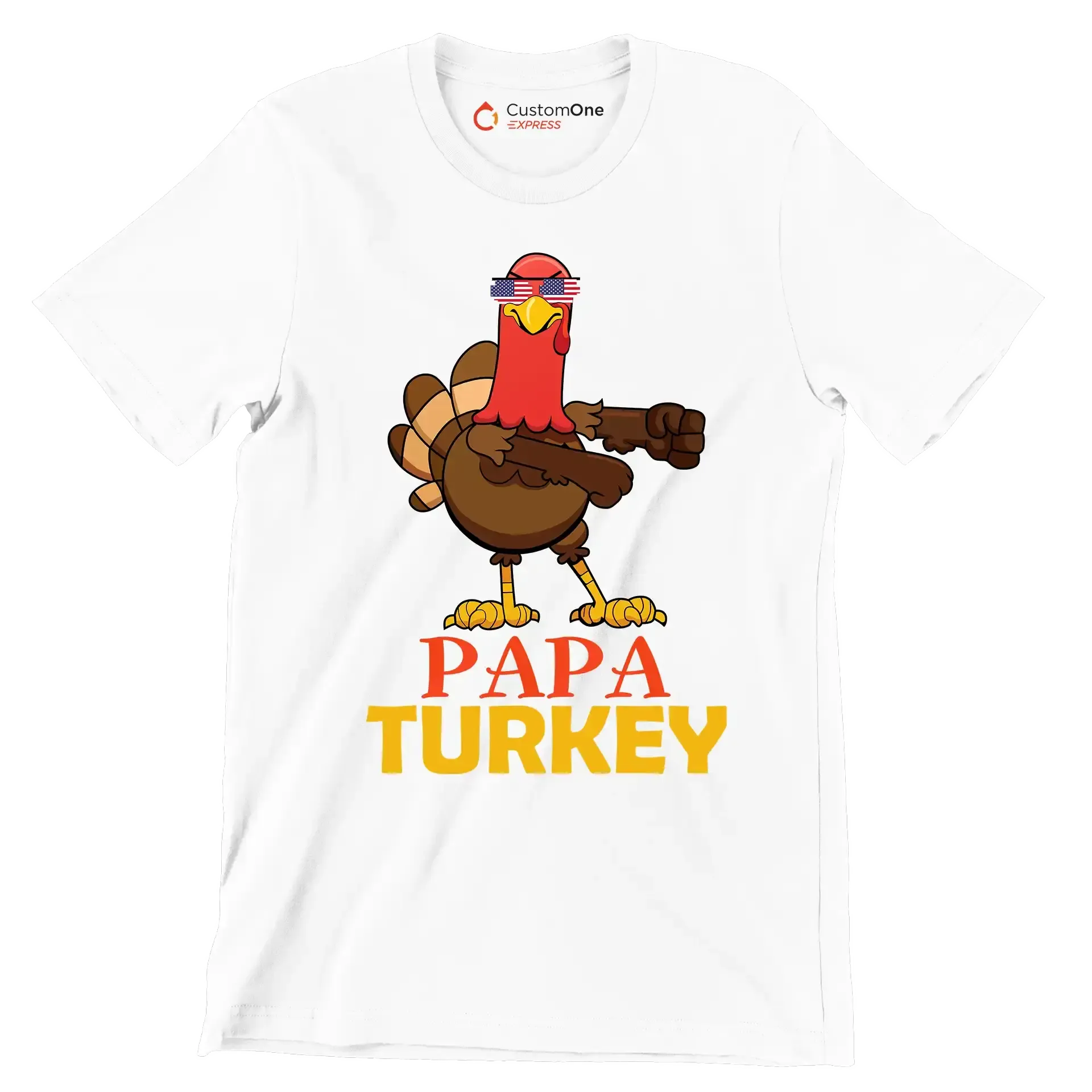 PapaTurkey - Thanksgiving Themed T-Shirt-White-S-Custom One Express