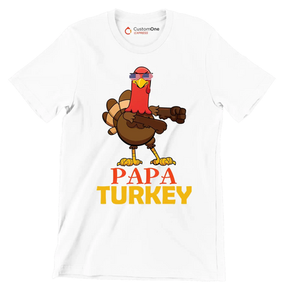 PapaTurkey - Thanksgiving Themed T-Shirt-White-S-Custom One Express