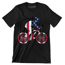 Patriotic Cyclist T-Shirt – Ride with Pride - Bicycle Themed T-Shirt-Black-S-Custom One Express