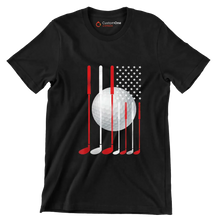 Patriotic Golf Flag - Golf Themed T-Shirt-Black-S-Custom One Express