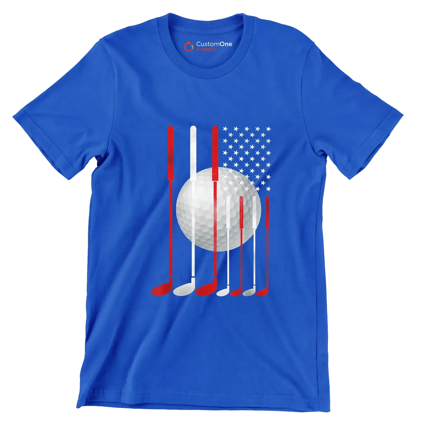 Patriotic Golf Flag - Golf Themed T-Shirt-Blue-S-Custom One Express