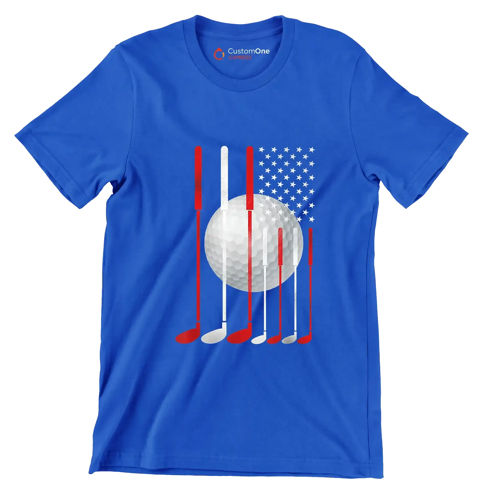 Patriotic Golf Flag - Golf Themed T-Shirt-Blue-S-Custom One Express