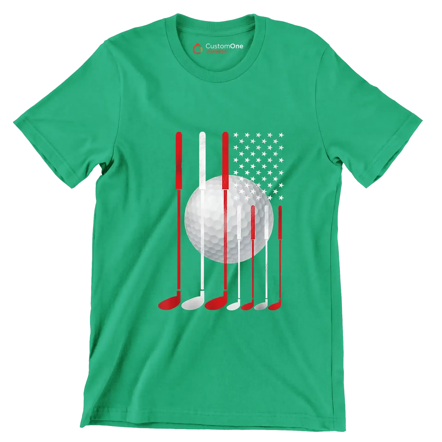 Patriotic Golf Flag - Golf Themed T-Shirt-Green-S-Custom One Express