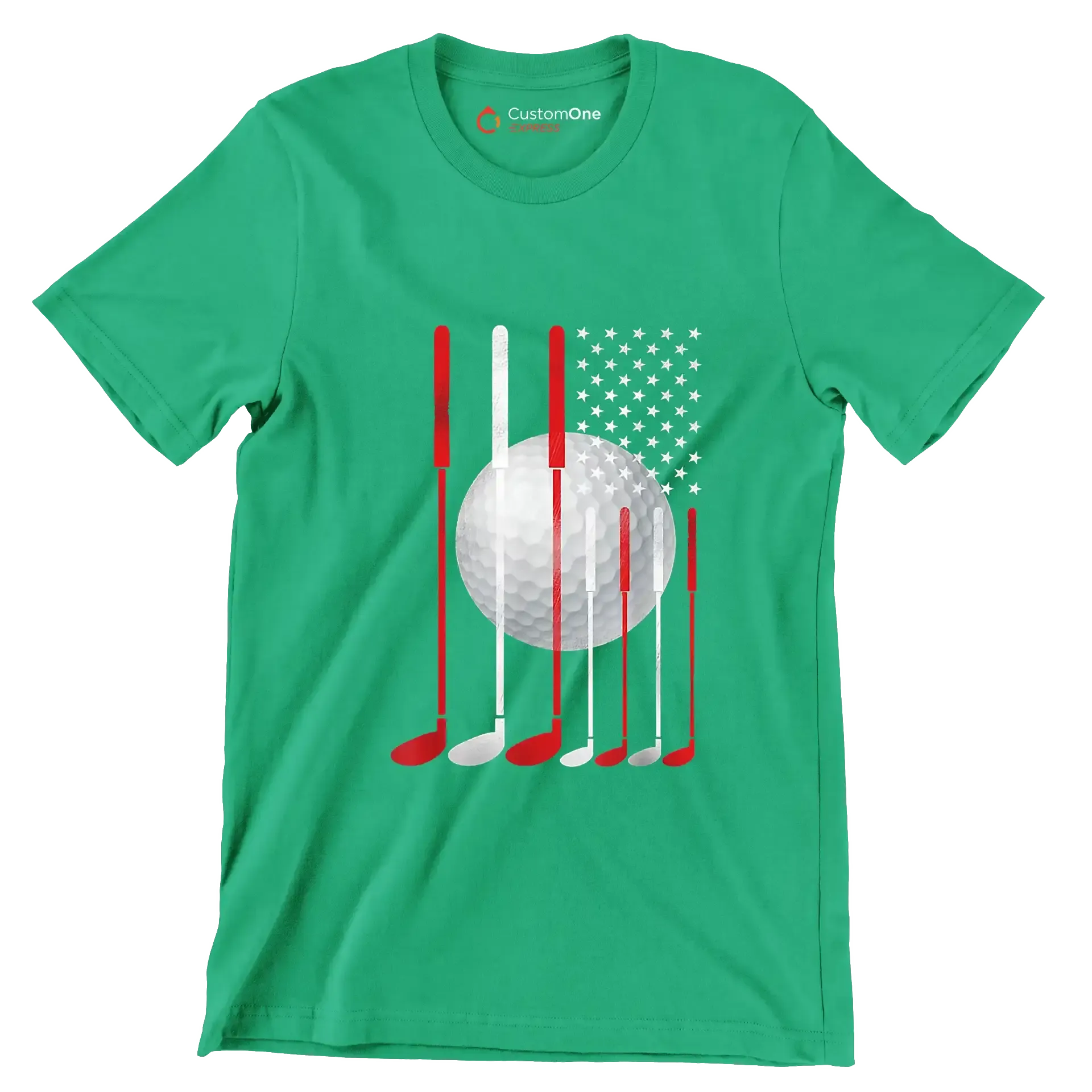 Patriotic Golf Flag - Golf Themed T-Shirt-Green-S-Custom One Express