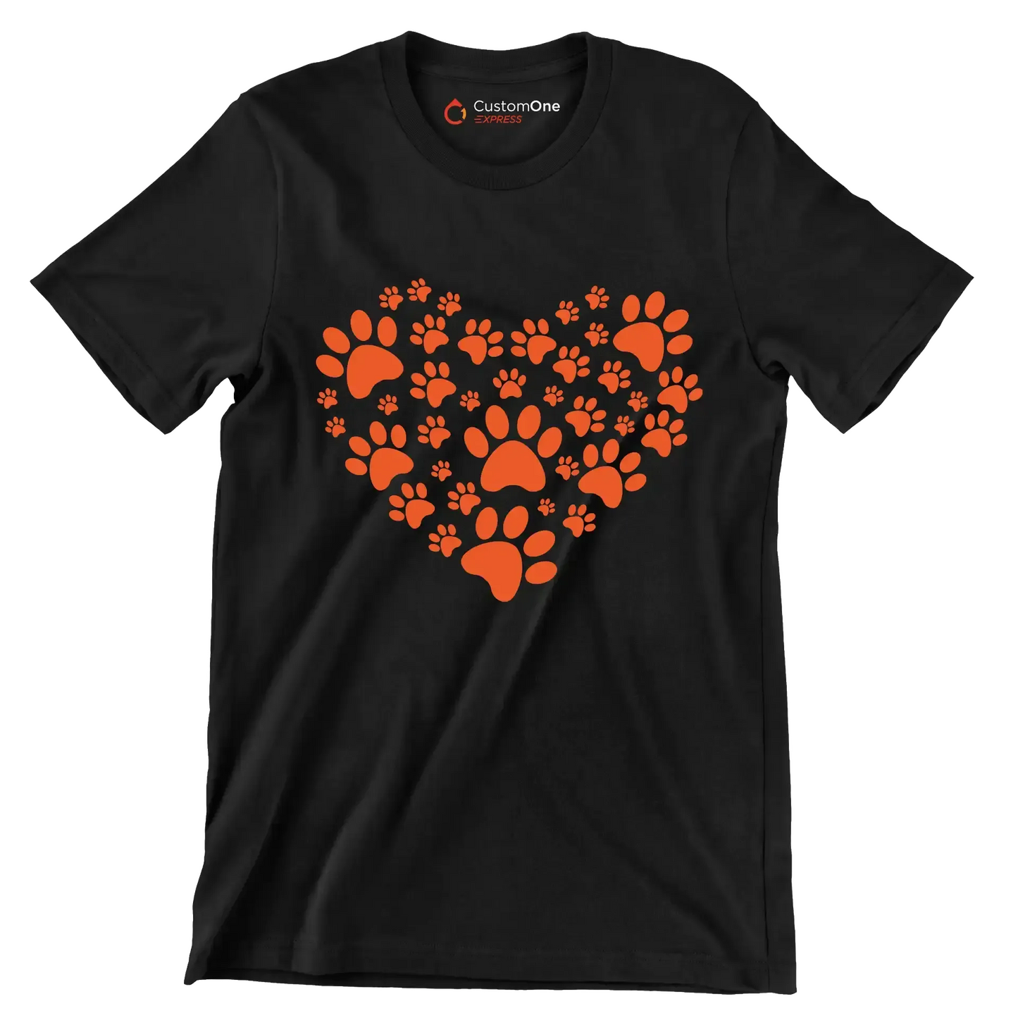 Pawprint Heart - Dog Themed T-Shirt-Black-S-Custom One Express
