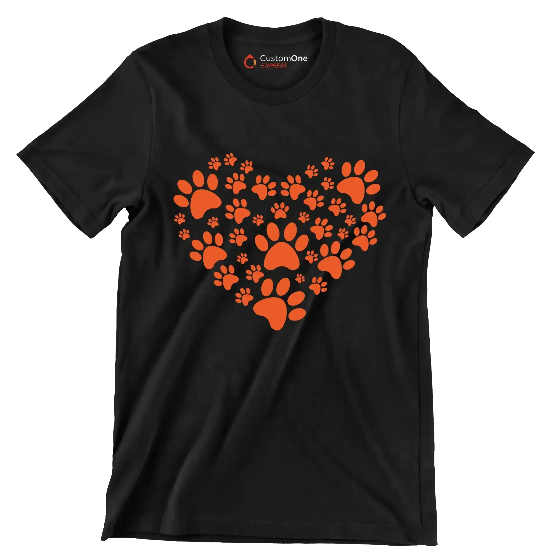 Pawprint Heart - Dog Themed T-Shirt-Black-S-Custom One Express