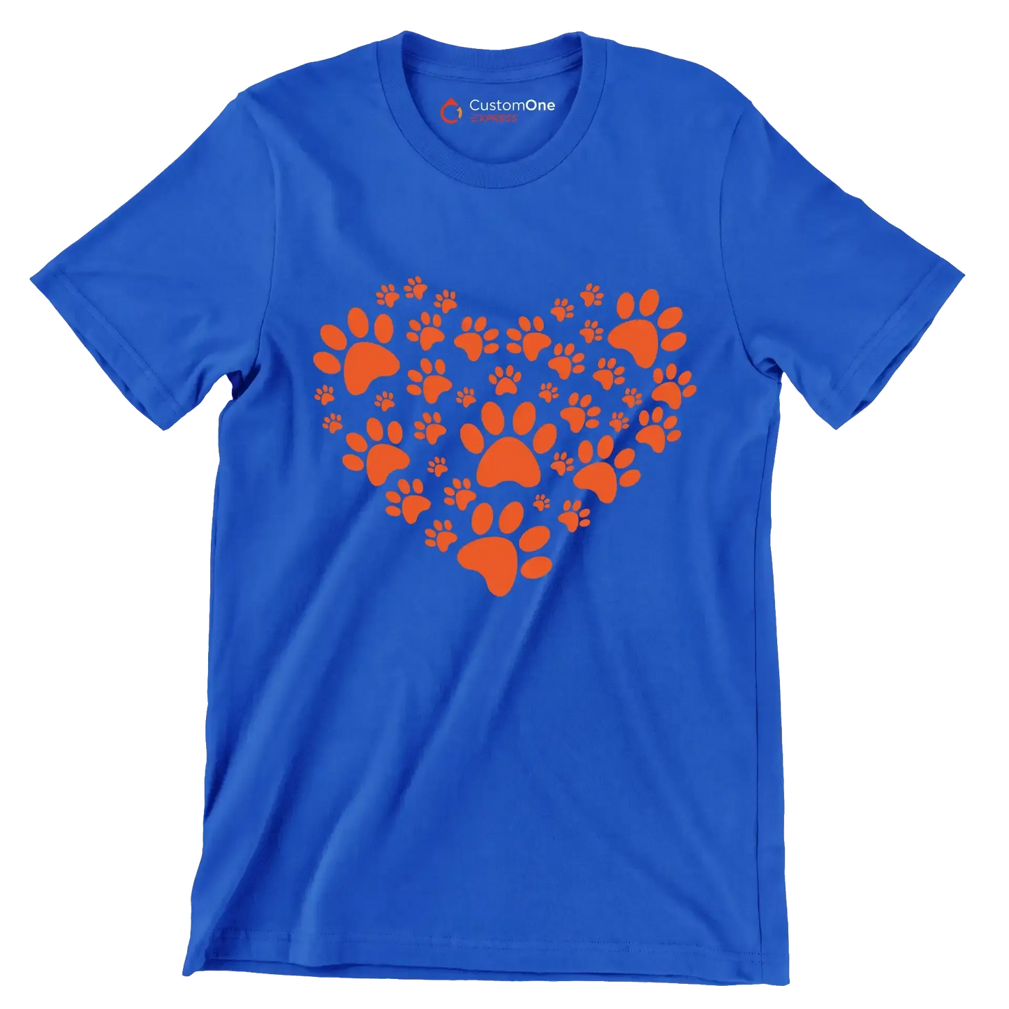 Pawprint Heart - Dog Themed T-Shirt-Blue-S-Custom One Express