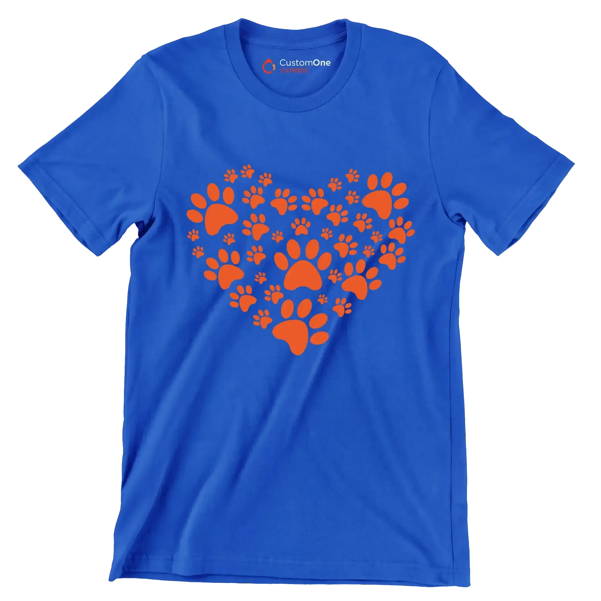 Pawprint Heart - Dog Themed T-Shirt-Blue-S-Custom One Express