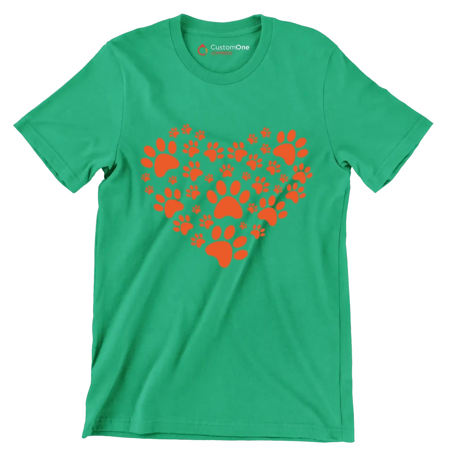 Pawprint Heart - Dog Themed T-Shirt-Green-S-Custom One Express