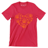 Pawprint Heart - Dog Themed T-Shirt-Red-S-Custom One Express