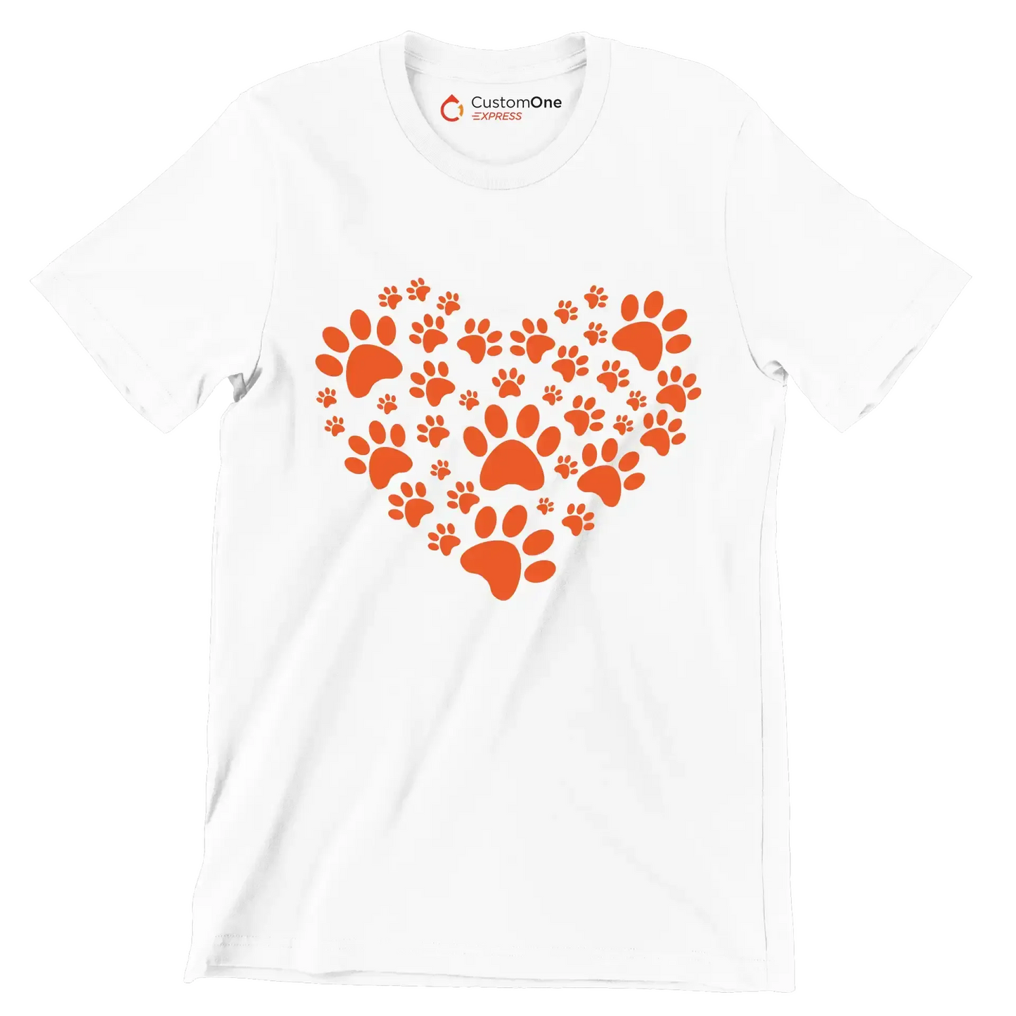 Pawprint Heart - Dog Themed T-Shirt-White-S-Custom One Express