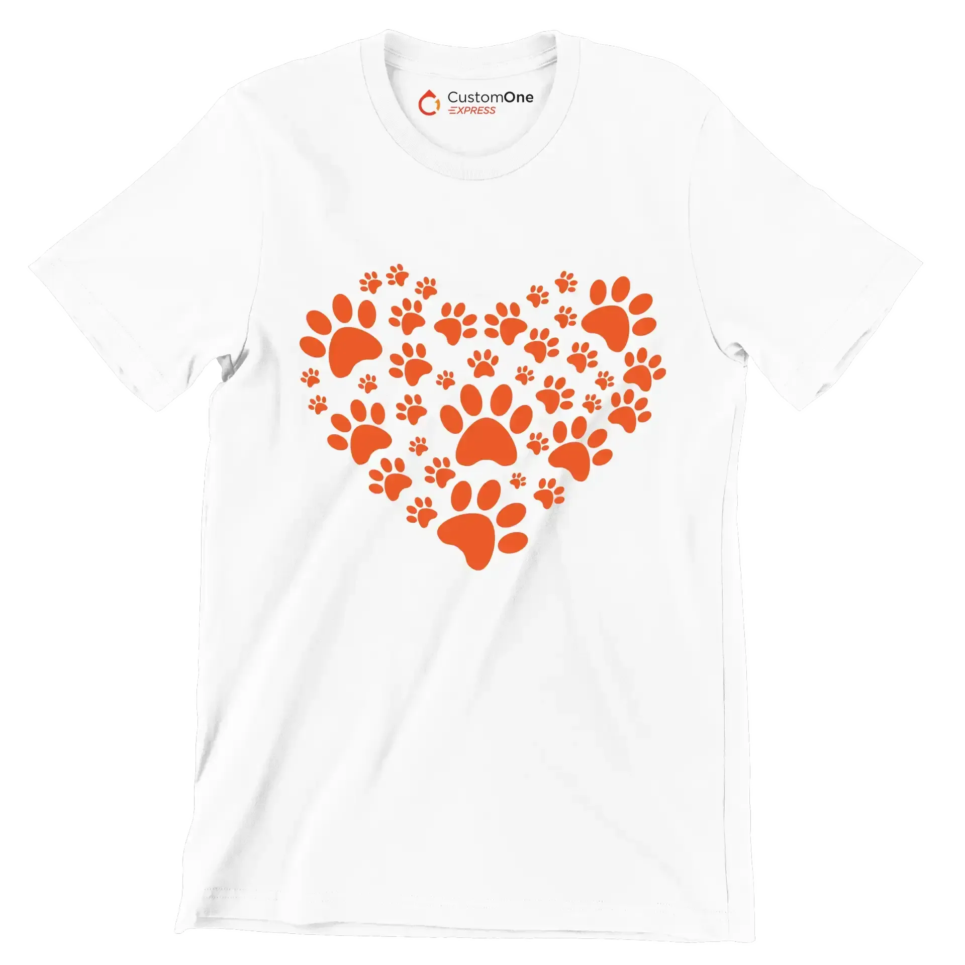Pawprint Heart - Dog Themed T-Shirt-White-S-Custom One Express