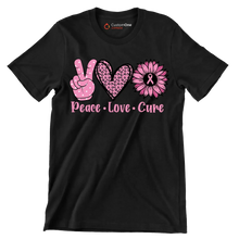 Peace Love Cure - Breast Cancer Awareness T-Shirt-Black-S-Custom One Express
