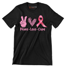 Peace Love Cure - Breast Cancer Awareness T-Shirt-Black-S-Custom One Express