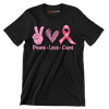 Peace Love Cure - Breast Cancer Awareness T-Shirt-Black-S-Custom One Express