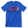 Peace Love Cure - Breast Cancer Awareness T-Shirt-Blue-S-Custom One Express