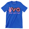 Peace Love Cure - Breast Cancer Awareness T-Shirt-Blue-S-Custom One Express