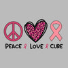 Peace Love Cure - Breast Cancer Awareness T-Shirt-Blue-S-Custom One Express