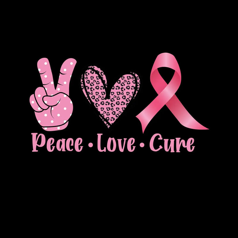 Peace Love Cure - Breast Cancer Awareness T-Shirt-Black-S-Custom One Express