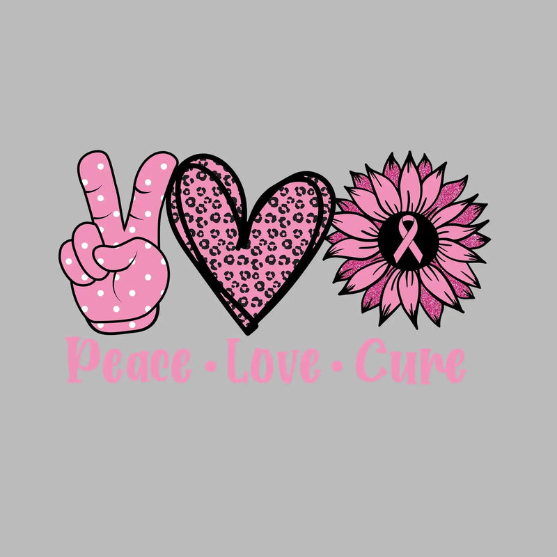 Peace Love Cure - Breast Cancer Awareness T-Shirt-Black-S-Custom One Express