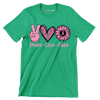 Peace Love Cure - Breast Cancer Awareness T-Shirt-Green-S-Custom One Express